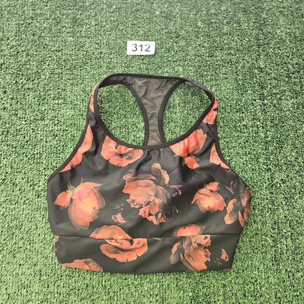 Victoria Secret L Sports Bra Black Rose Print Pullover Wireless Victoria Sport